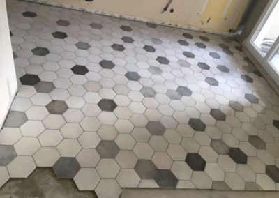 Sol carrelage hexagones