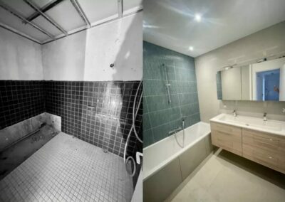 Avant, après travaux de rénovation d'une salle de bain à Lyon 3
